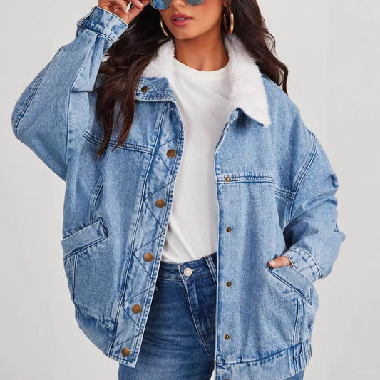 Denim Jacket Fur Collar Coat