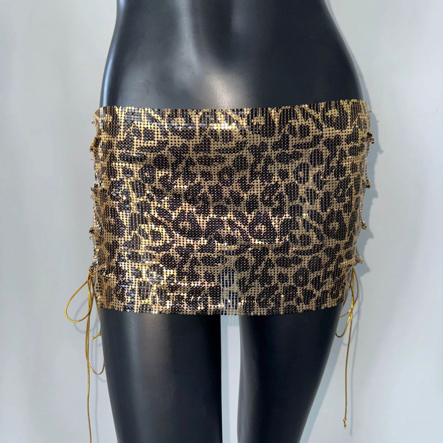 Mini-skirt Metal Sequins Lace-up Skirt