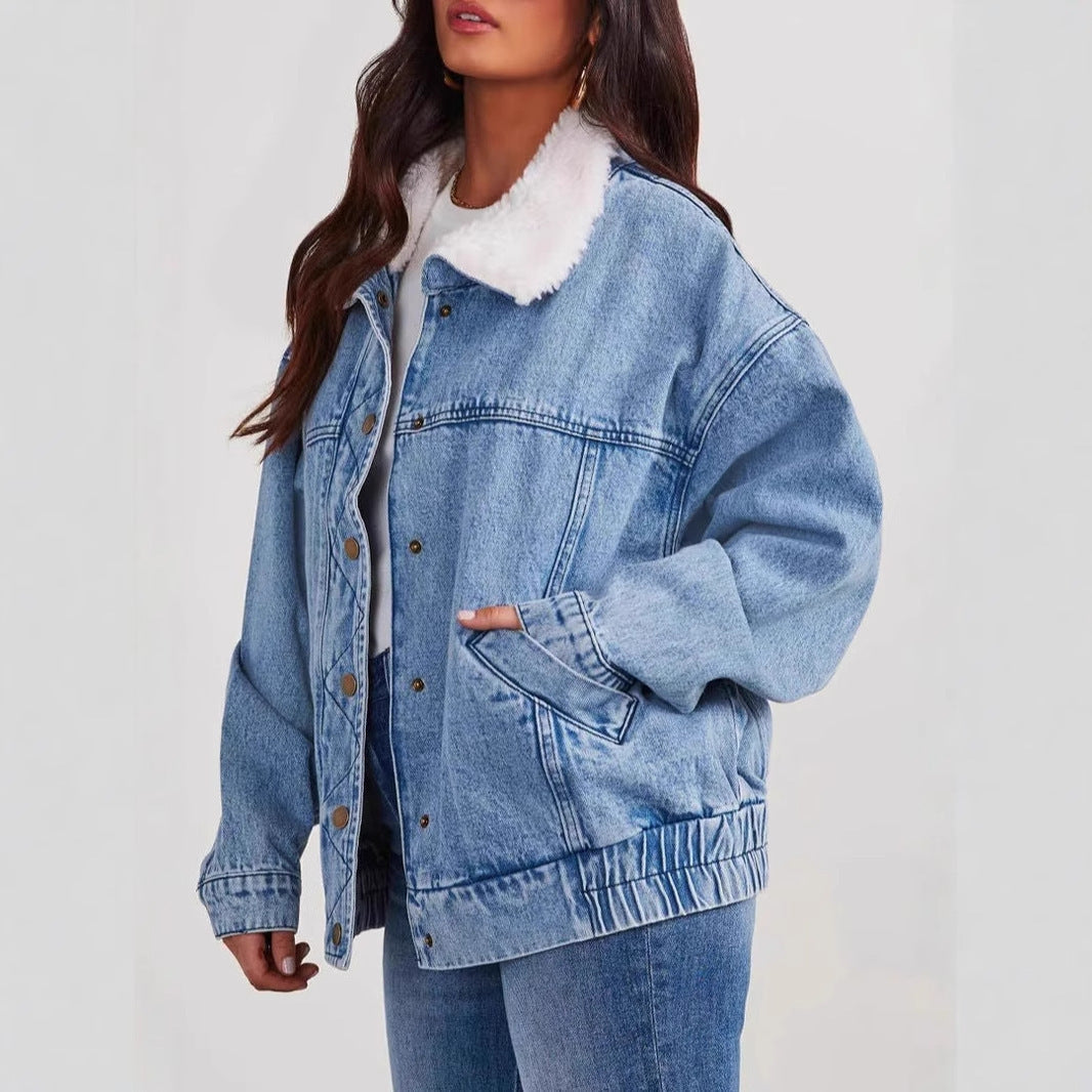 Denim Jacket Fur Collar Coat