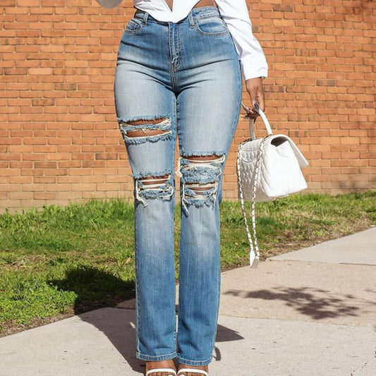 Stretch Ripped Denim Jeans