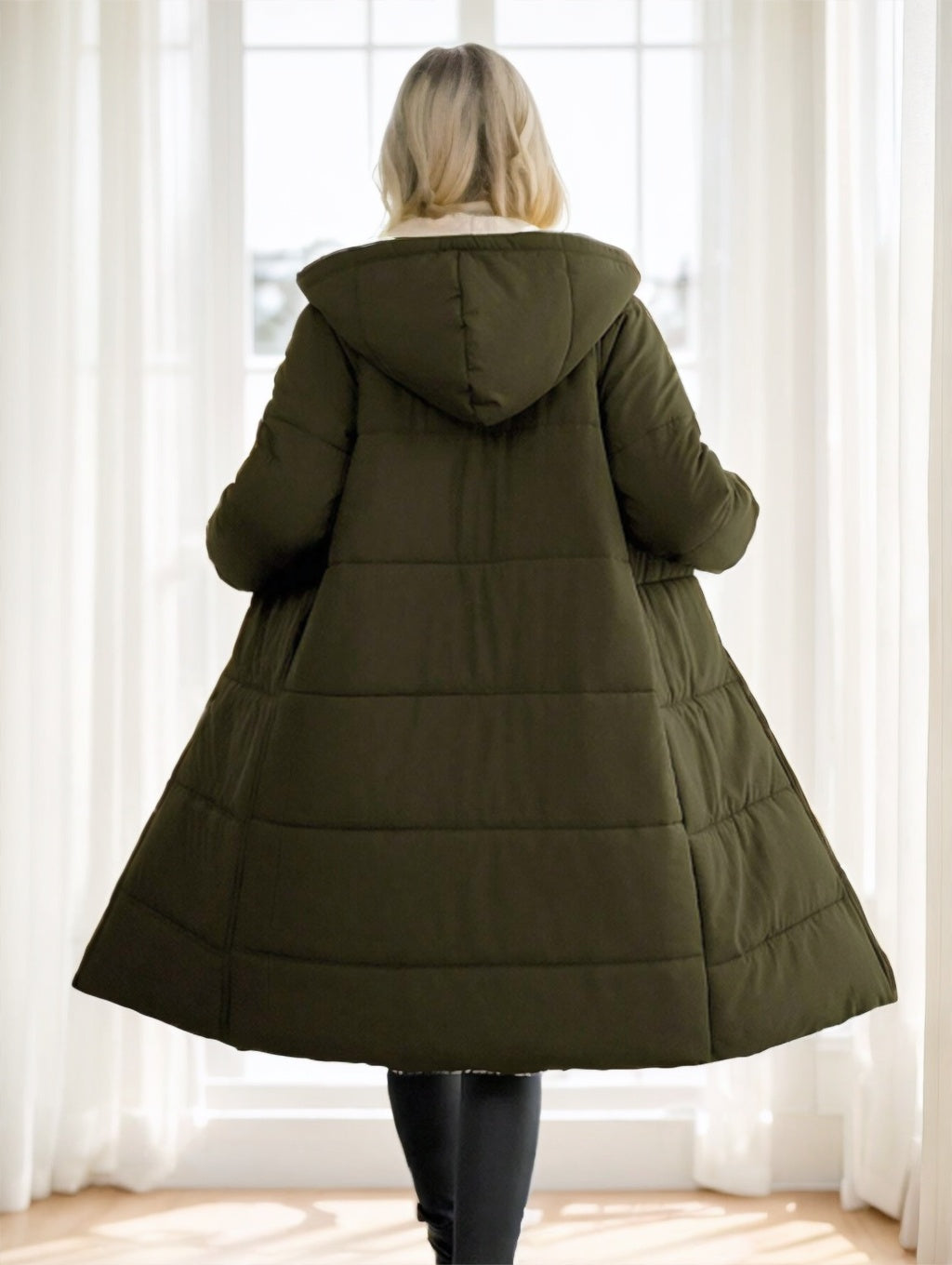 Long Sleeve Zip-Up Hooded Cotton Coat