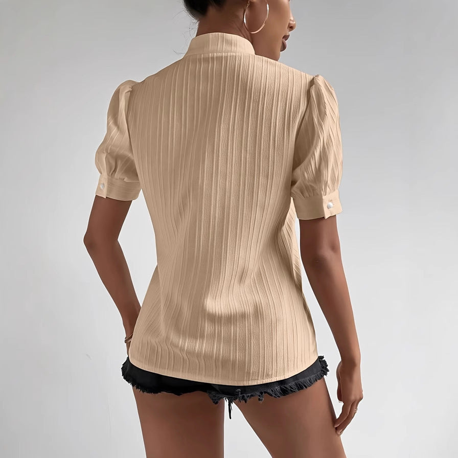 Lace Patchwork Stand-up Collar Women's Top