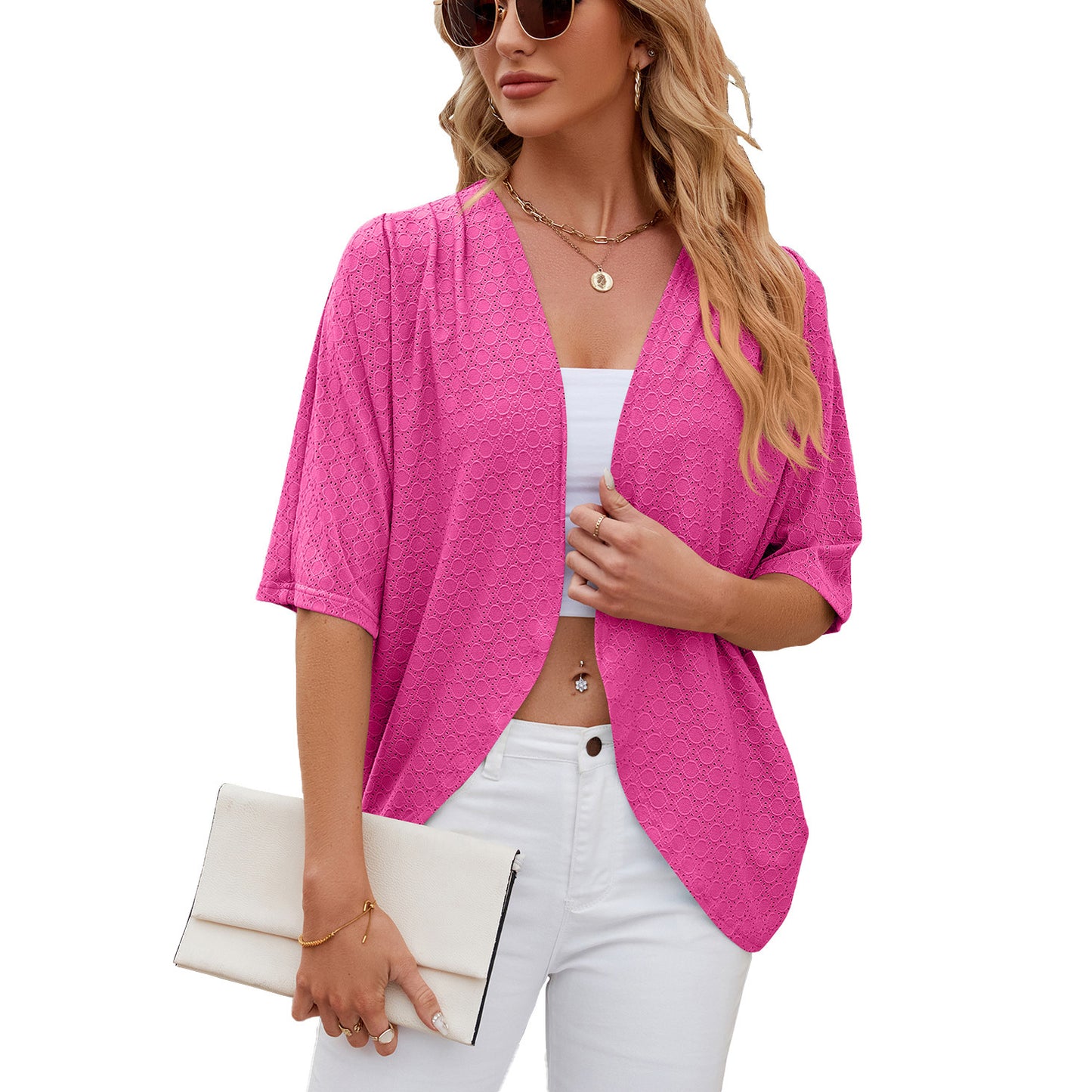 Half Sleeves Knitted Cardigan Coat