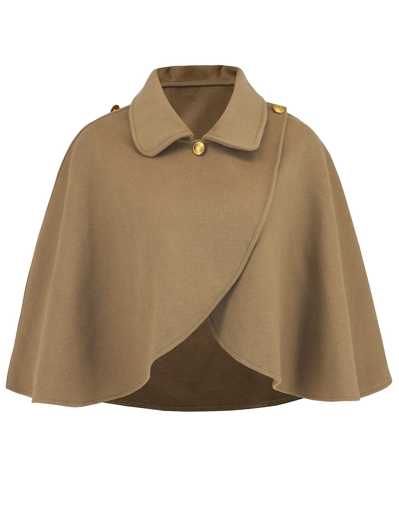 Solid Color Wool Cape Coat