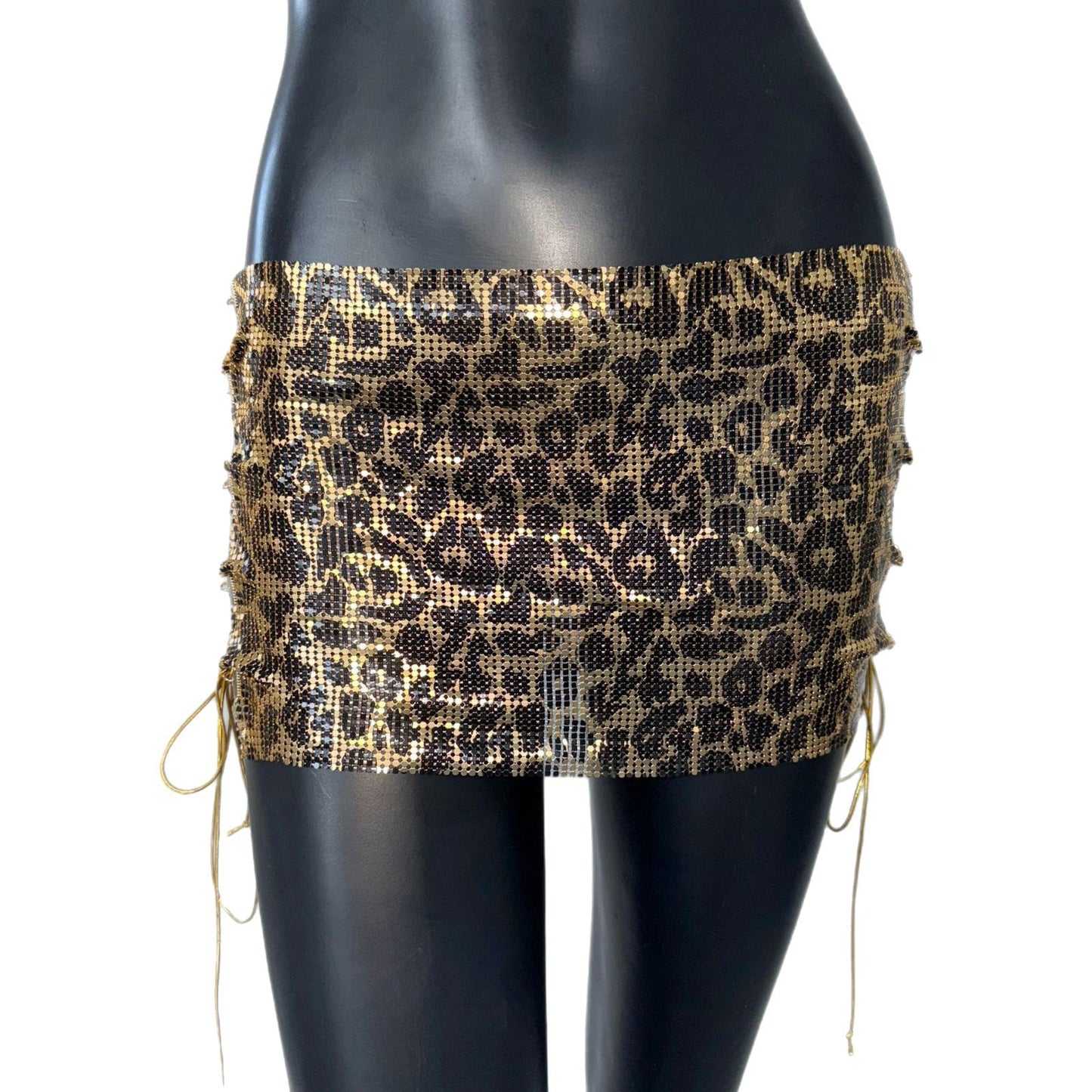Mini-skirt Metal Sequins Lace-up Skirt