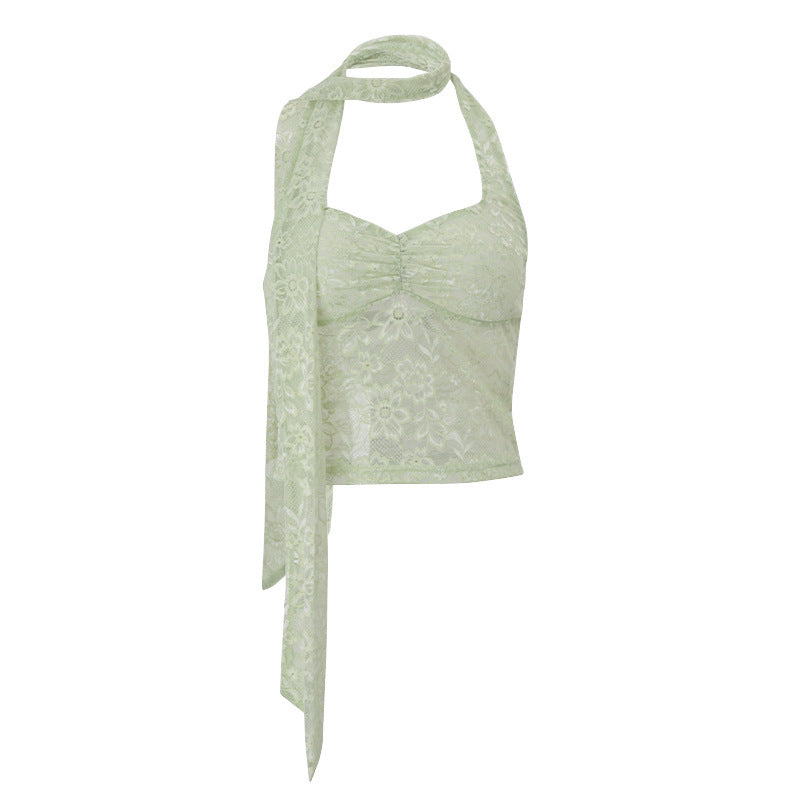 Lace Breathable Backless Halter Vest Top