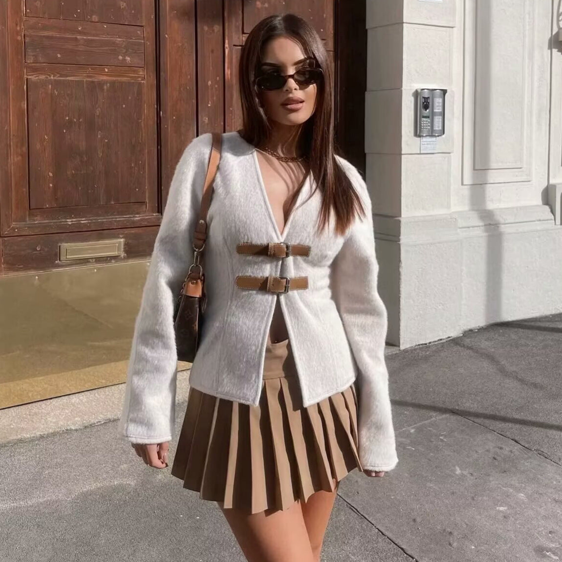 Elegant New Soft Coat With Strap