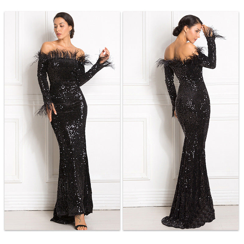 Off-shoulder Fishtail Party Formal Dress