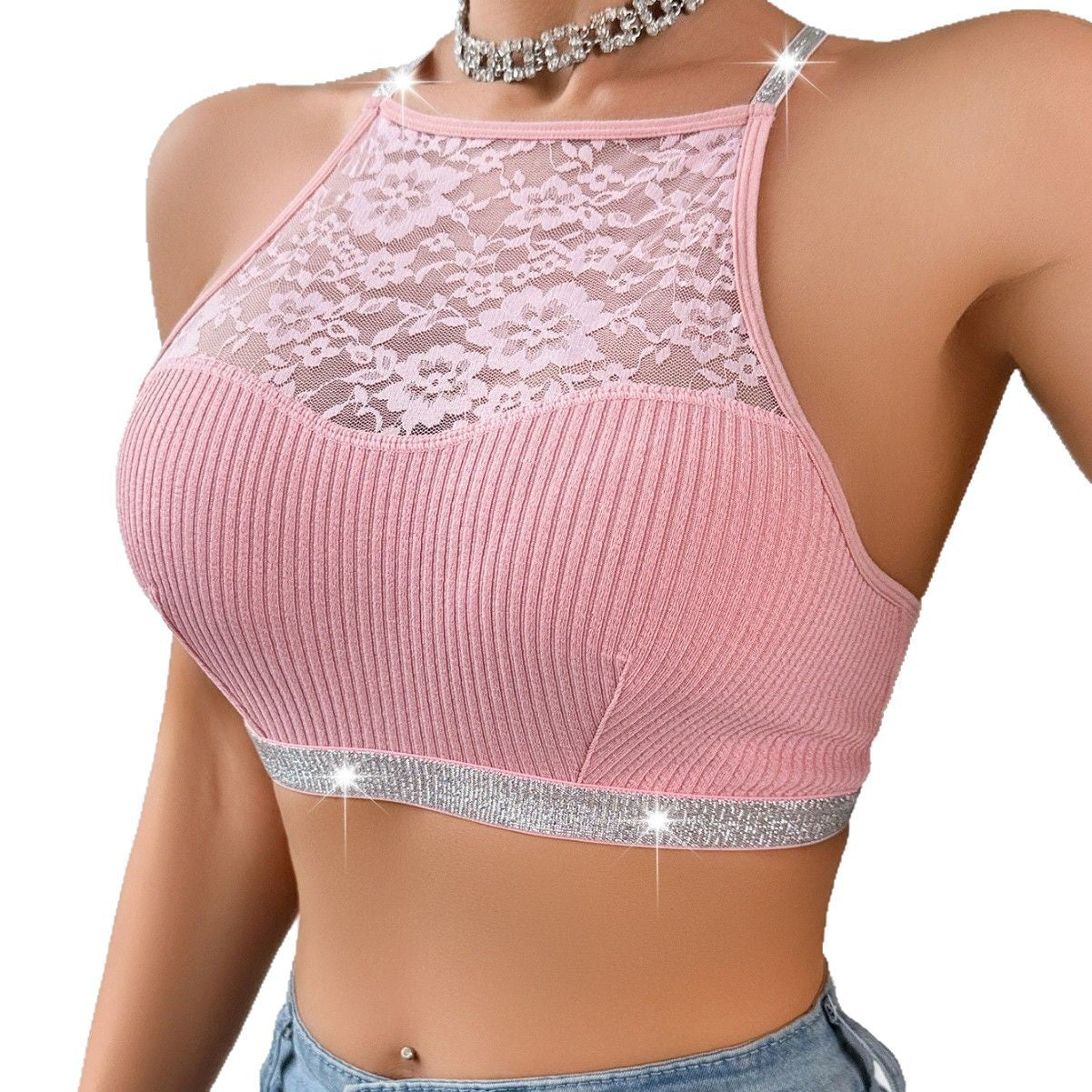 Halter Silver Ribbon Vest