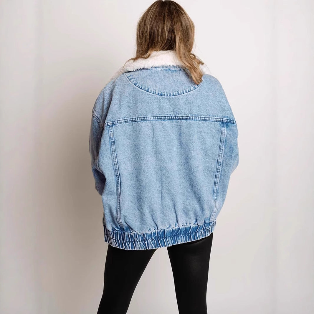 Denim Jacket Fur Collar Coat