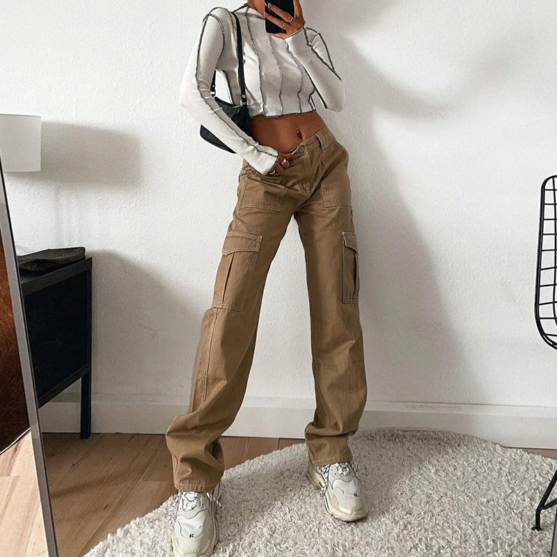 Stylish Multi-pocket High Waist Jeans