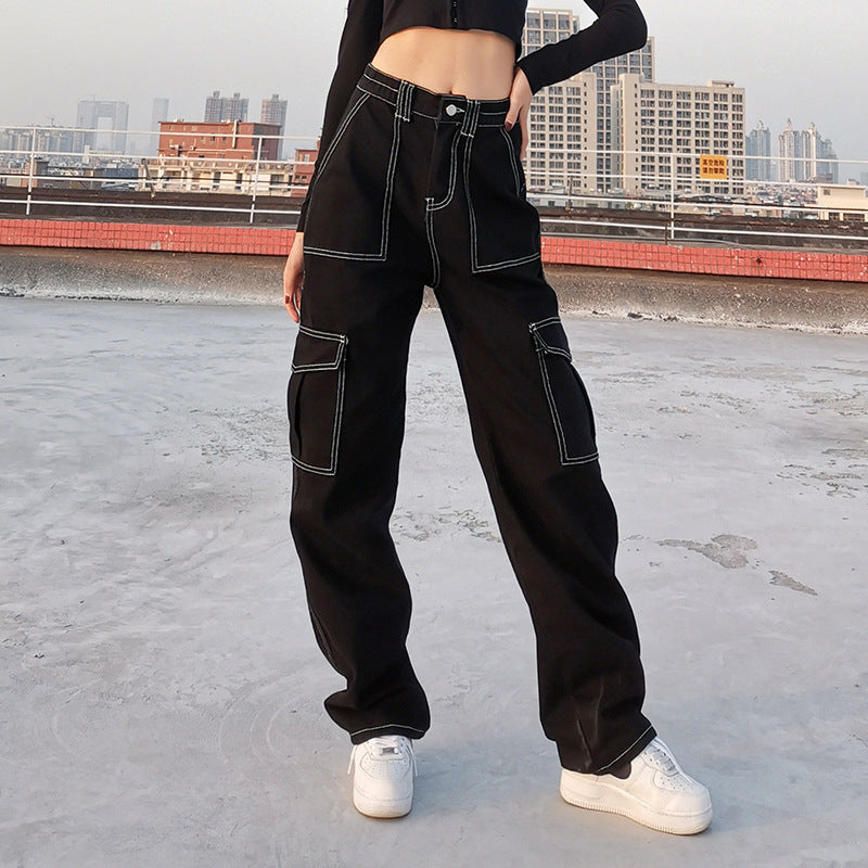 Stylish Multi-pocket High Waist Jeans