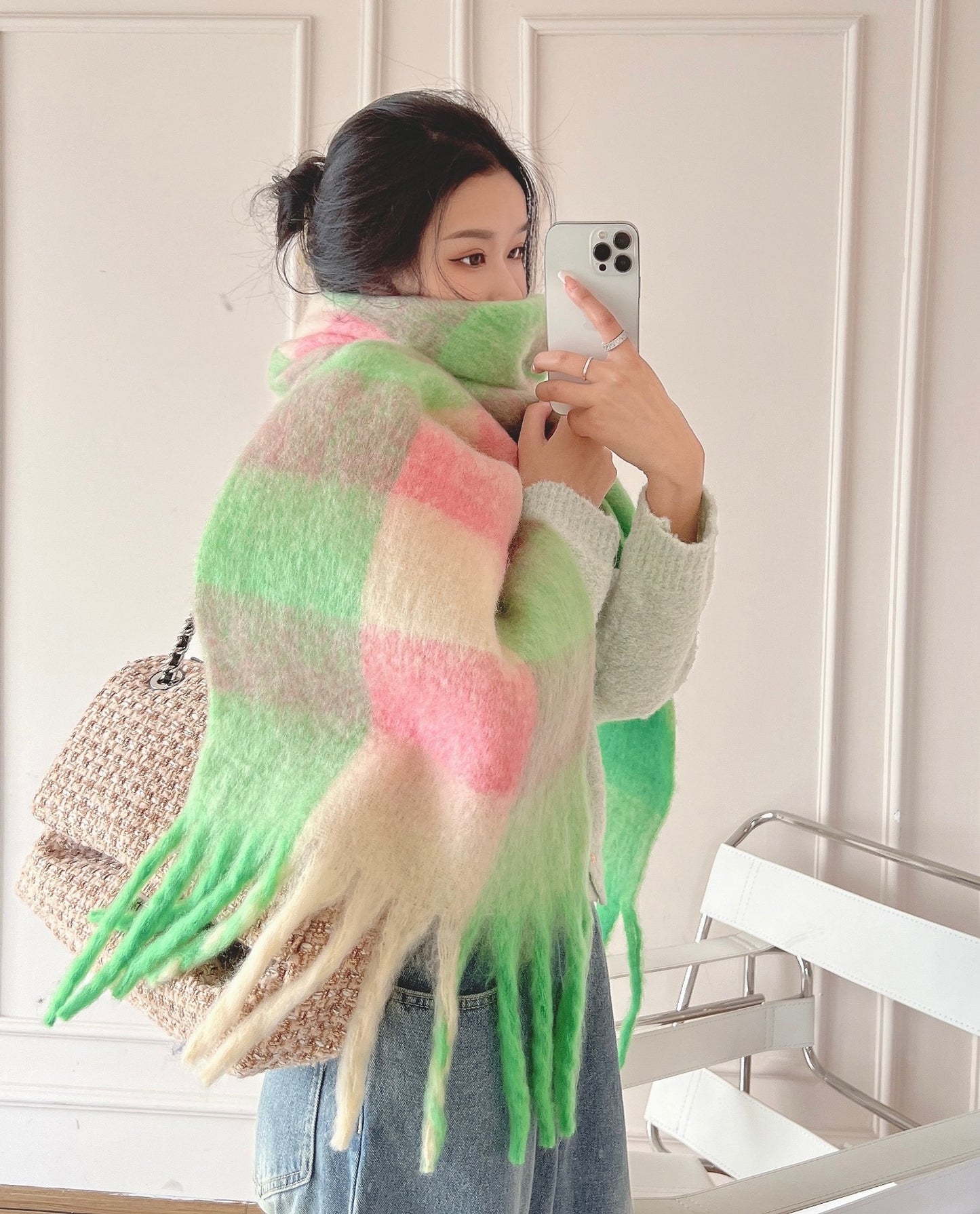 Dopamine Street Product Plaid Scarf Color Thickened