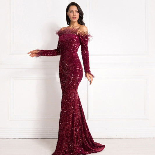 Off-shoulder Fishtail Party Formal Dress