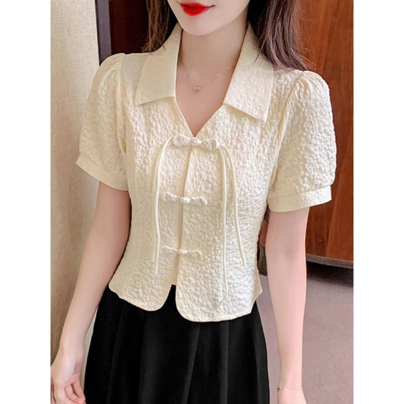 Retro Short Sleeve Chiffon Shirt