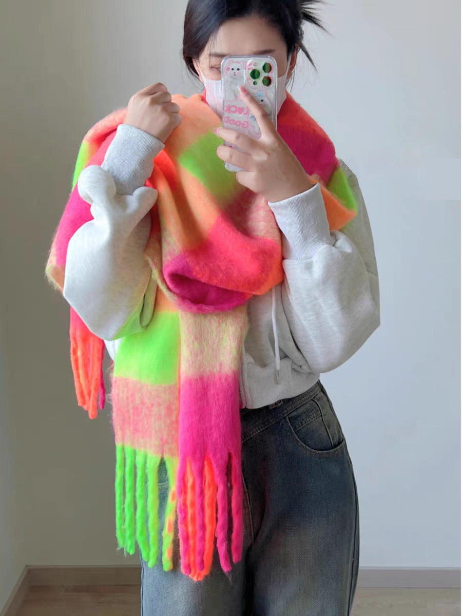 Dopamine Street Product Plaid Scarf Color Thickened