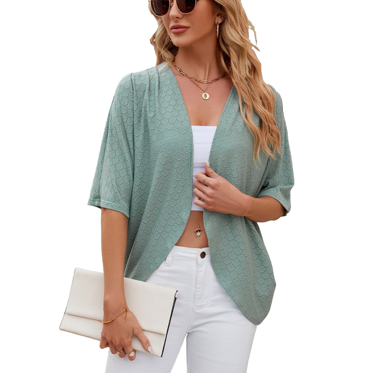 Half Sleeves Knitted Cardigan Coat