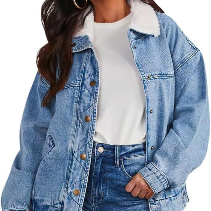 Denim Jacket Fur Collar Coat