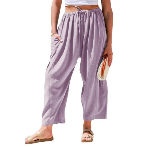 High Waist Cotton Wide Pants