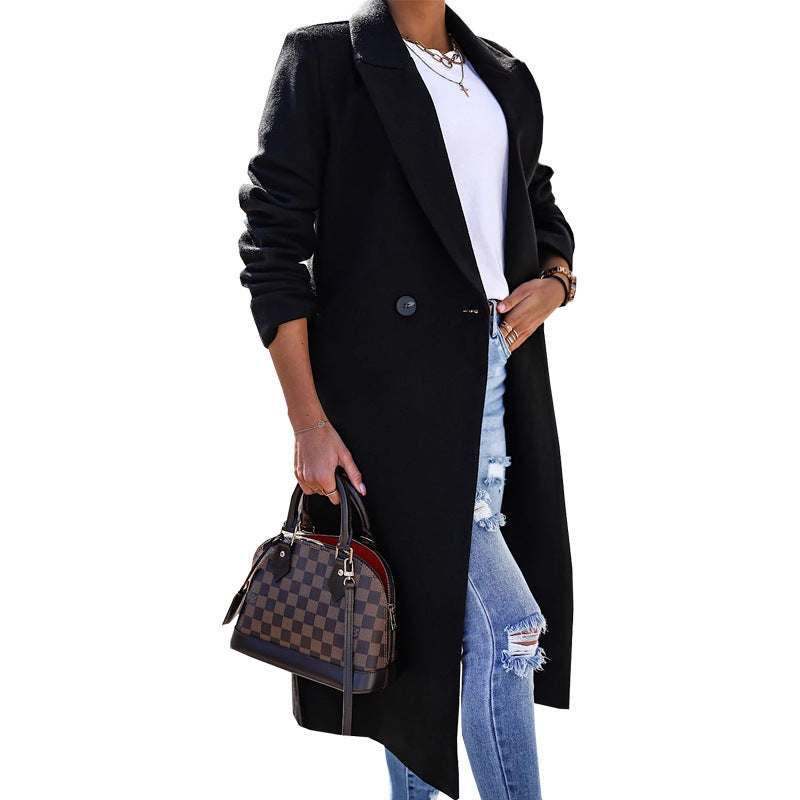 Minimalist Long Sleeve Lapel Split Coat