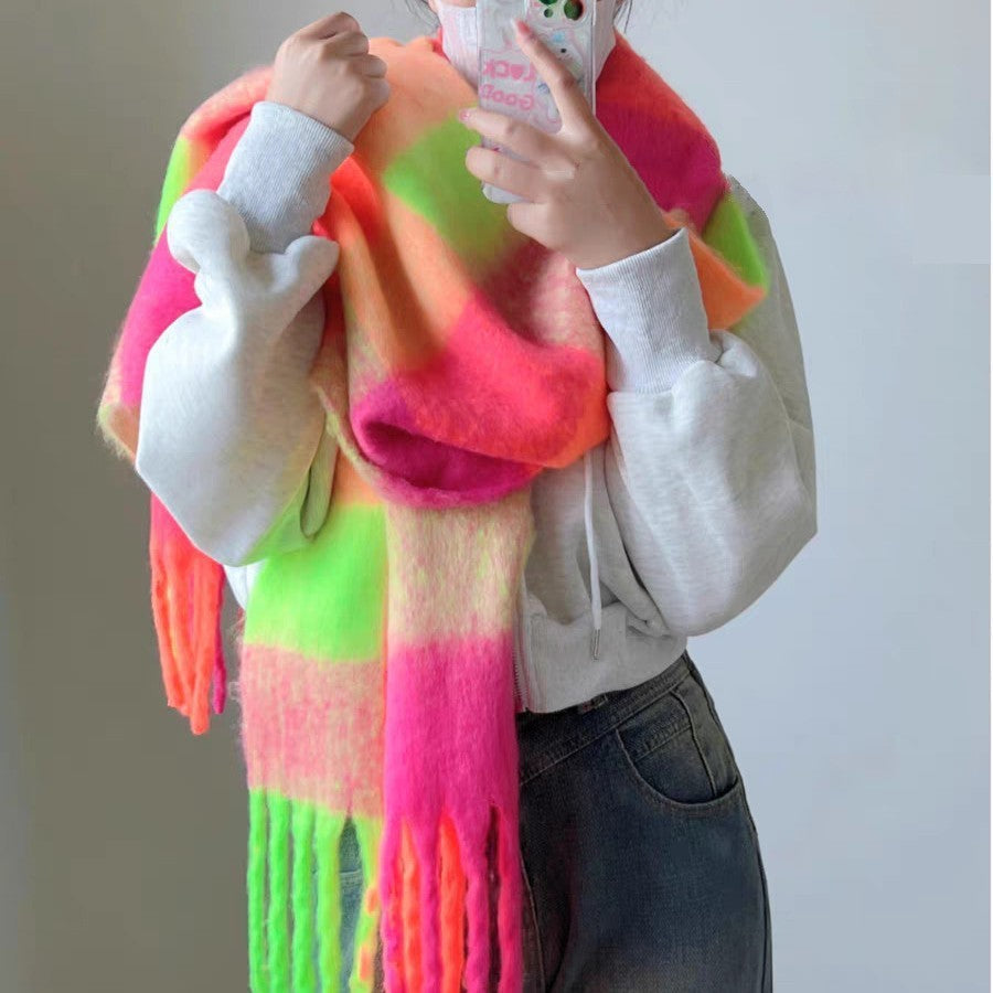 Dopamine Street Product Plaid Scarf Color Thickened
