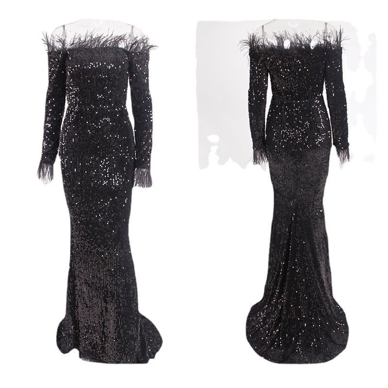 Off-shoulder Fishtail Party Formal Dress