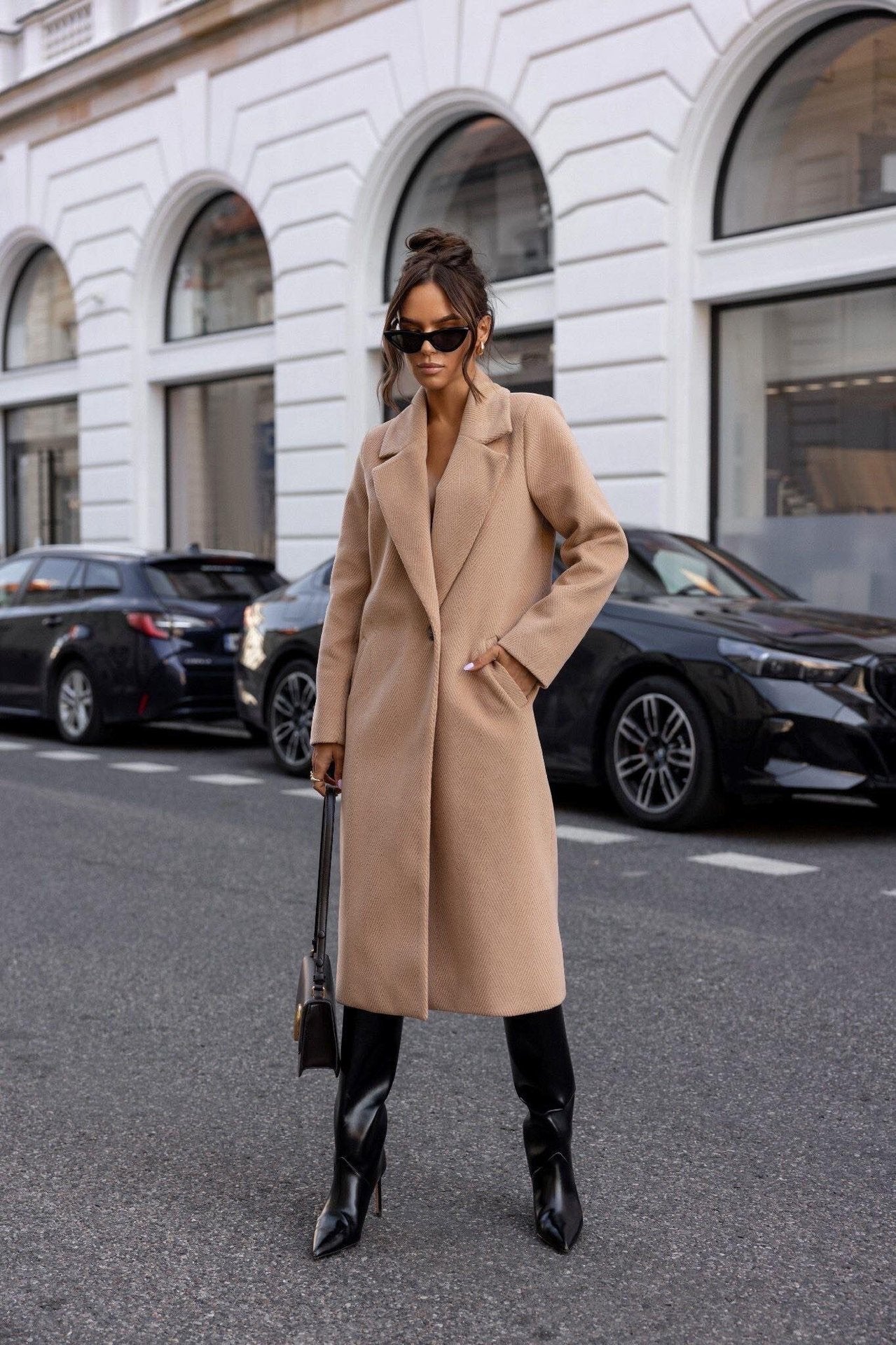 Long Sleeve Mid-length Woolen Coat