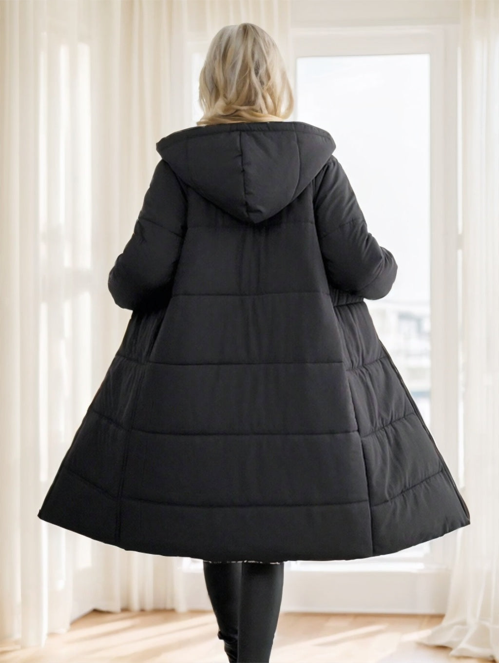 Long Sleeve Zip-Up Hooded Cotton Coat