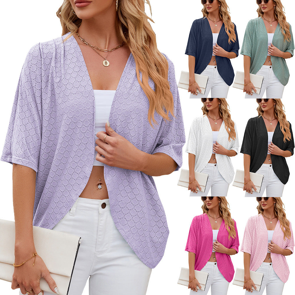 Half Sleeves Knitted Cardigan Coat